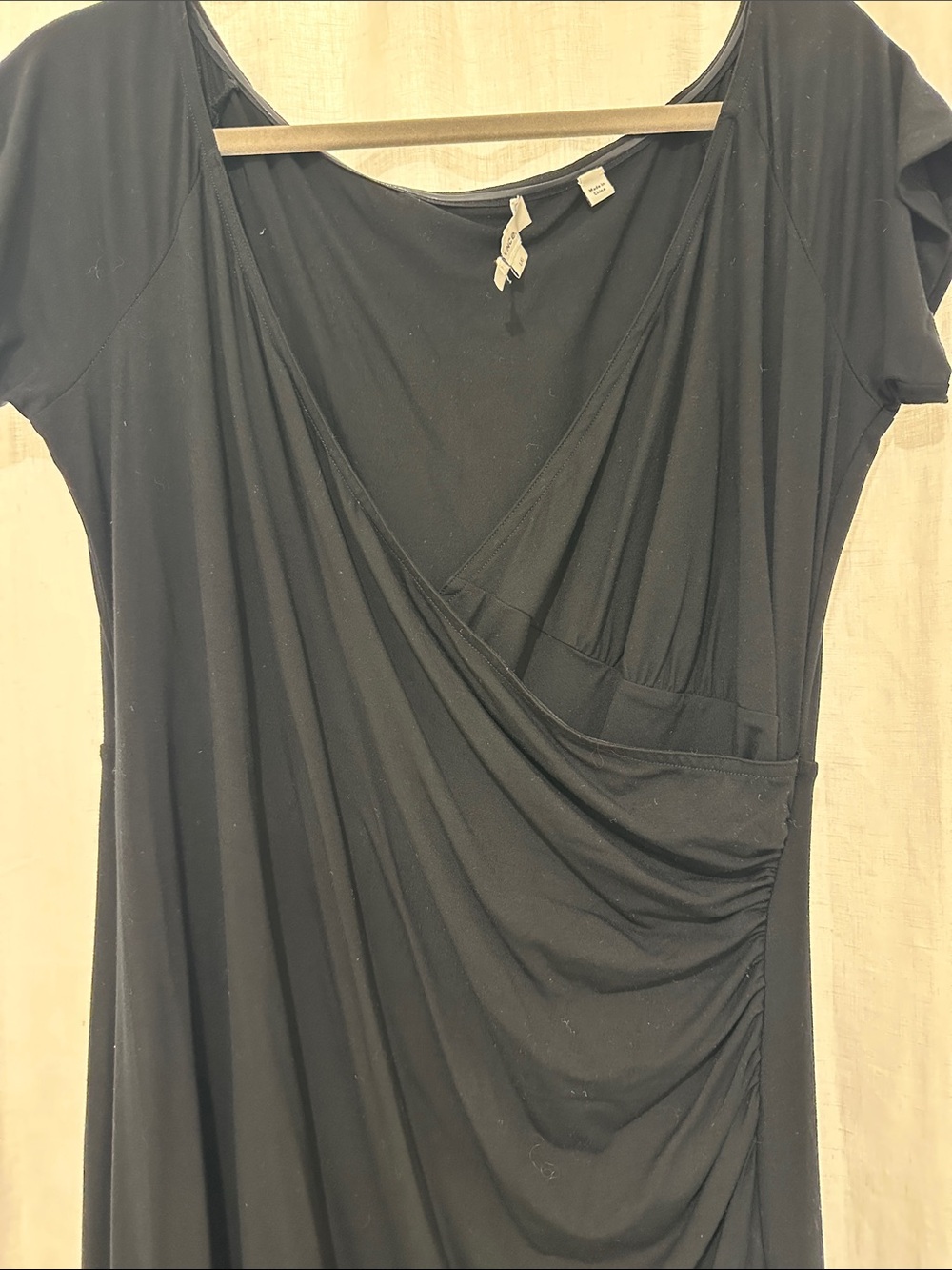 Vince Black Jersey Draped Midi Dress